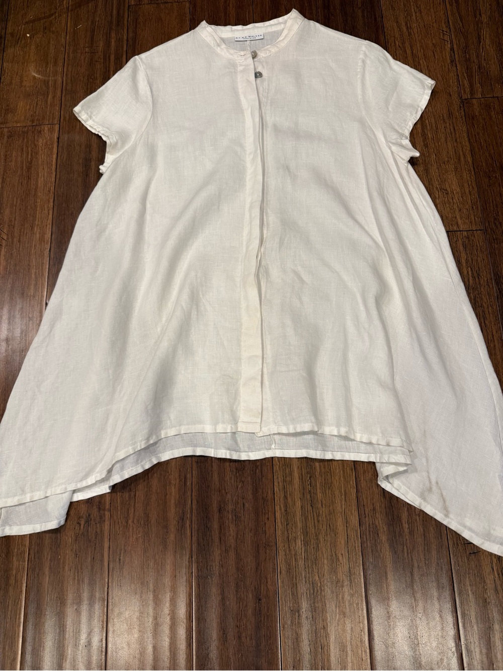 Bryn Walker White Linen Short-Sleeve Button-Front Tunic